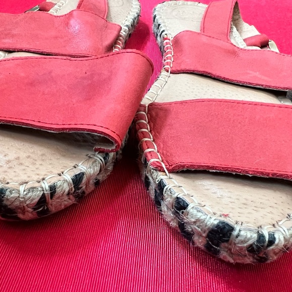 40 Anthropologie ALOHAS 2 strap Espadrille SPAIN sandals Red Leather 70s vibe - Picture 6 of 8